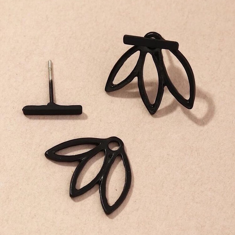 ⚜️𝟯𝟬%𝗢𝗙𝗙 𝗯𝘂𝗻𝗱𝗹𝗲𝘀 𝟯+⚜️ NEW Lotus Minimalist Jacket Earrings - Picture 4 of 14